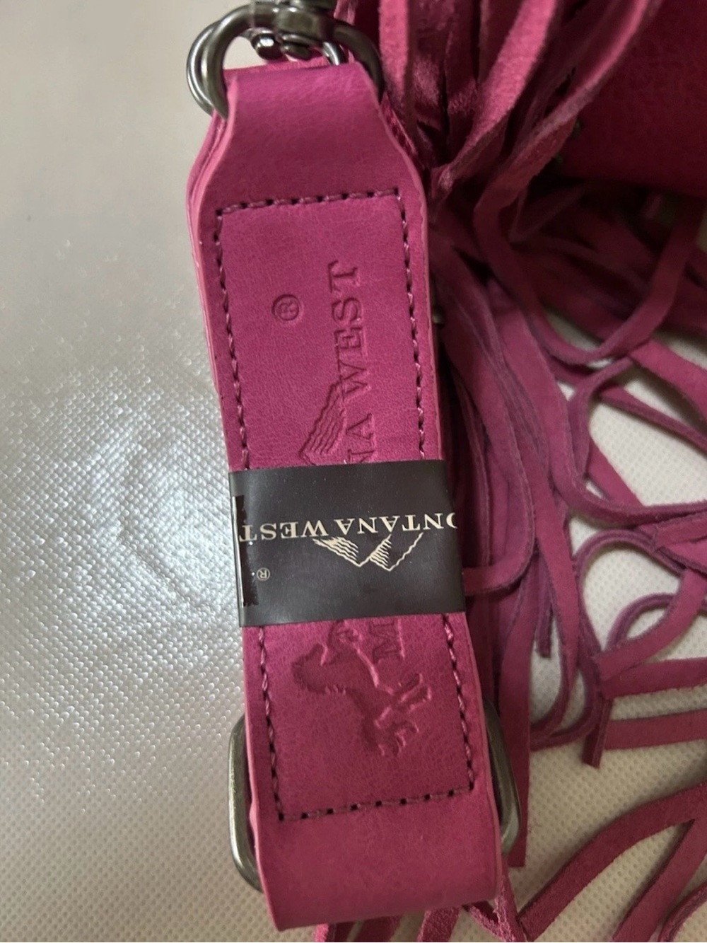 Montana West Magenta Fringe Crossbody with Turquoise Accents - Picture 2 of 7